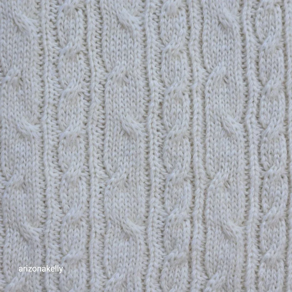 Wool or Wool Blend Cable Knit Ivory Scarf